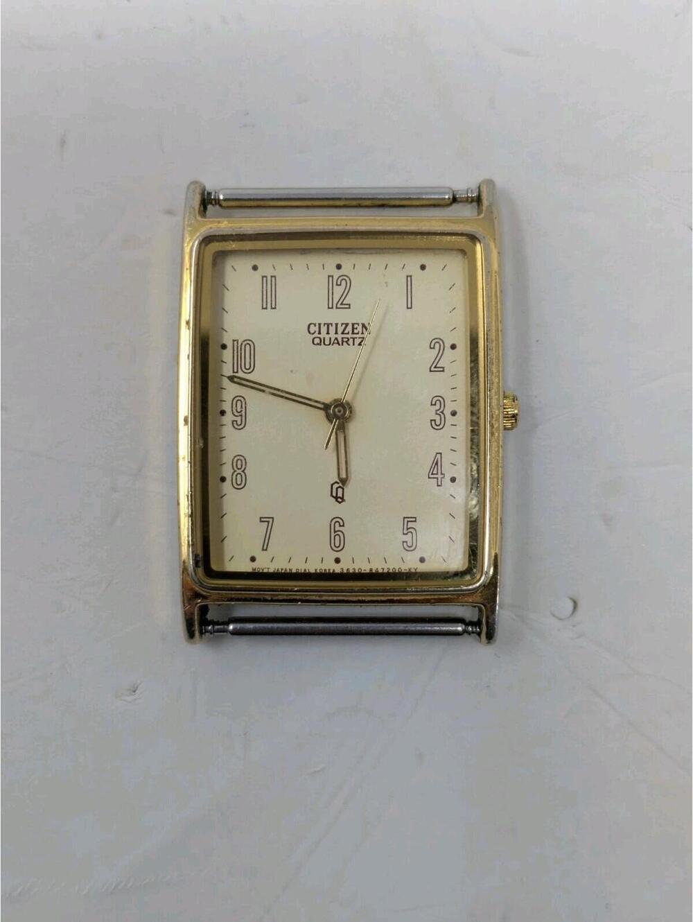 Vintage Citizen CQ Quartz Gold Tone Mens Tank Watch 3630-981588Kt Japan